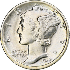 États-Unis, Mercury Dime, 1918, Philadelphie, SPL, Argent, KM:140
