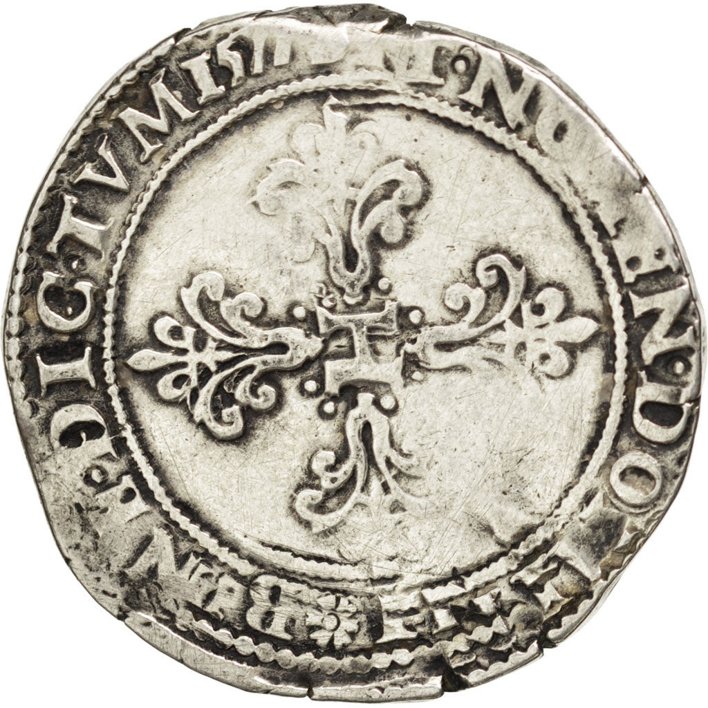 Moneda, Francia, Franc au Col Plat, 1577, Nantes, BC, Plata, Sombart:4714