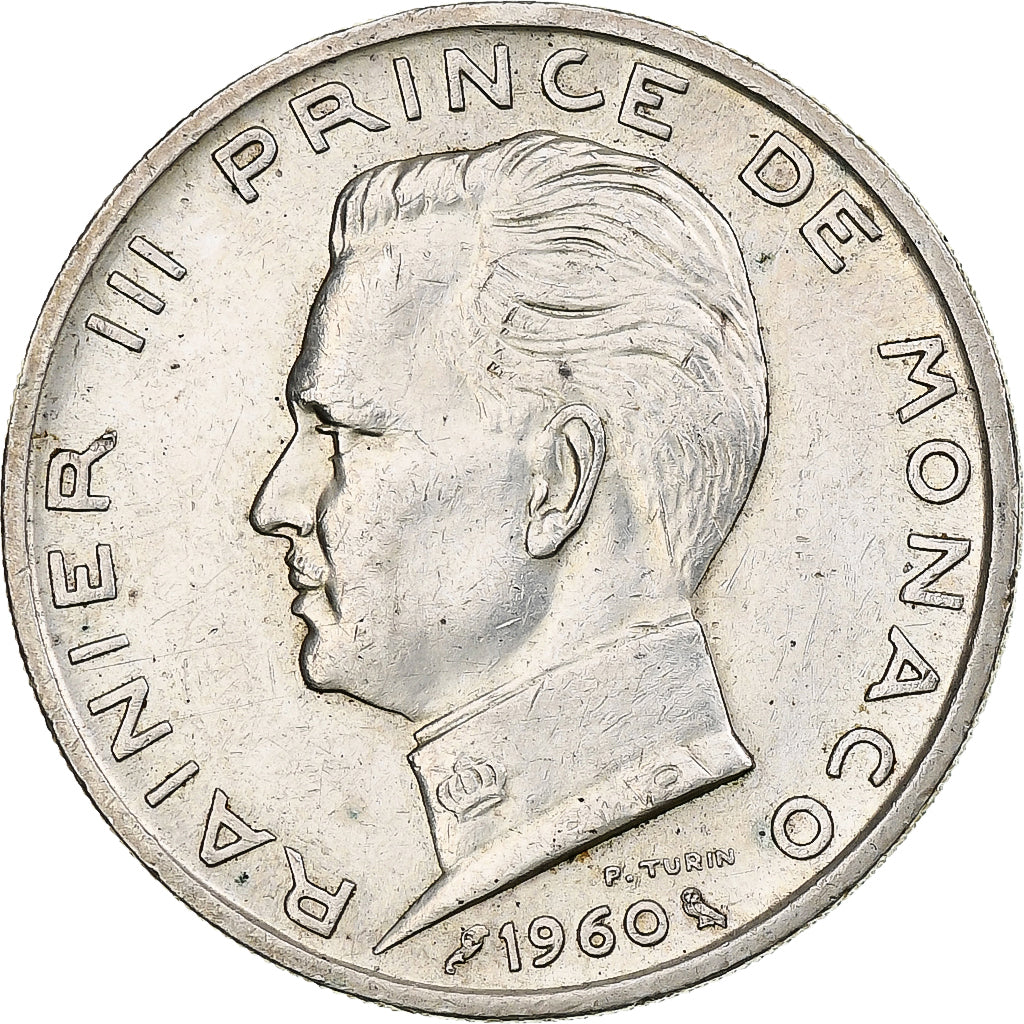 Monaco, Rainier III, 5 Francs, 1960, Paris, Argento, BB+, Gadoury:MC 152, KM:141