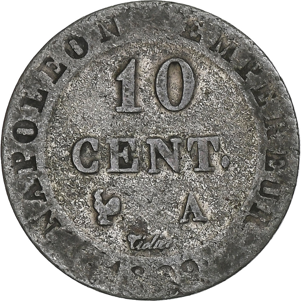France, Napoleon I, 10 Centimes, 1809, Paris, Billon, VF(30-35), Gadoury:190