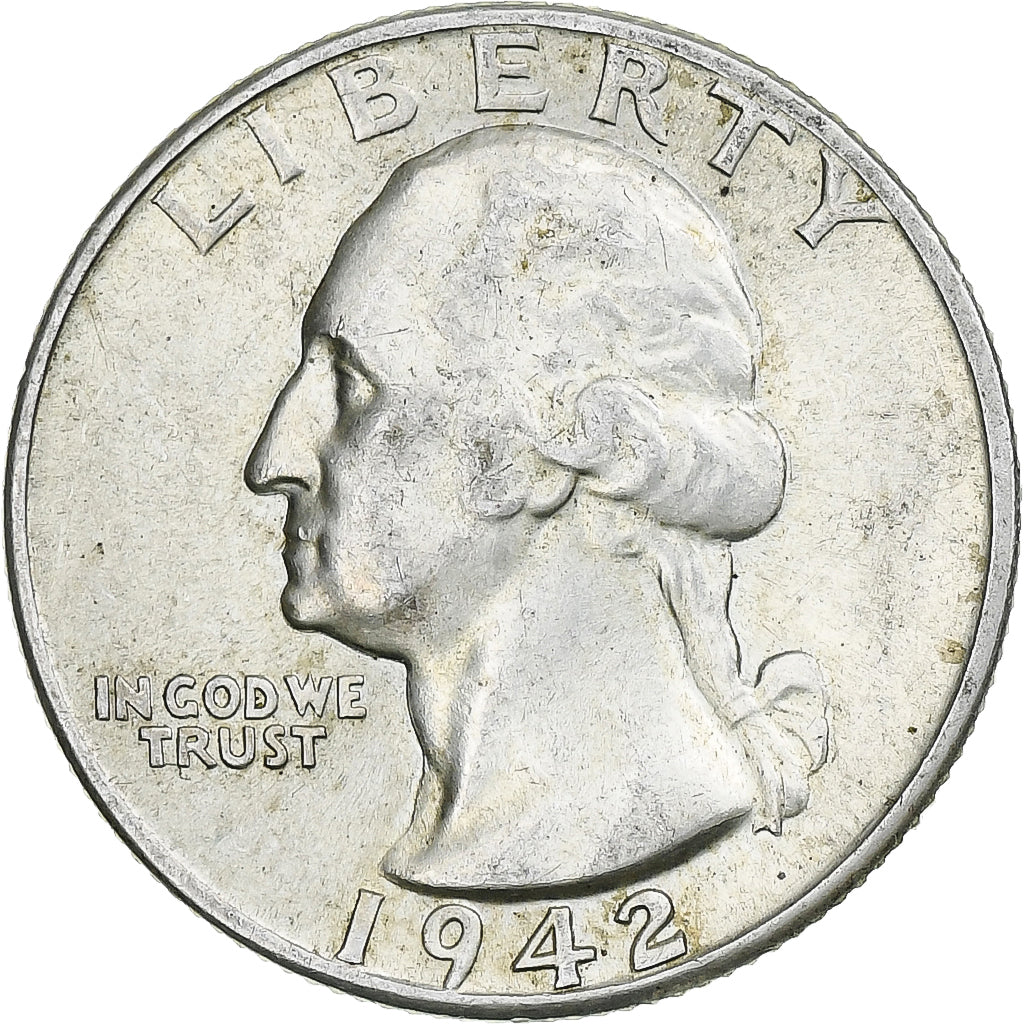 Verenigde Staten, Washington Quarter, 1942, Philadelphia, ZF+, Zilver, KM:164