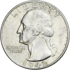 Verenigde Staten, Washington Quarter, 1942, Philadelphia, ZF+, Zilver, KM:164