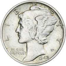 États-Unis, Mercury Dime, 1942, Philadelphie, TTB+, Argent, KM:140