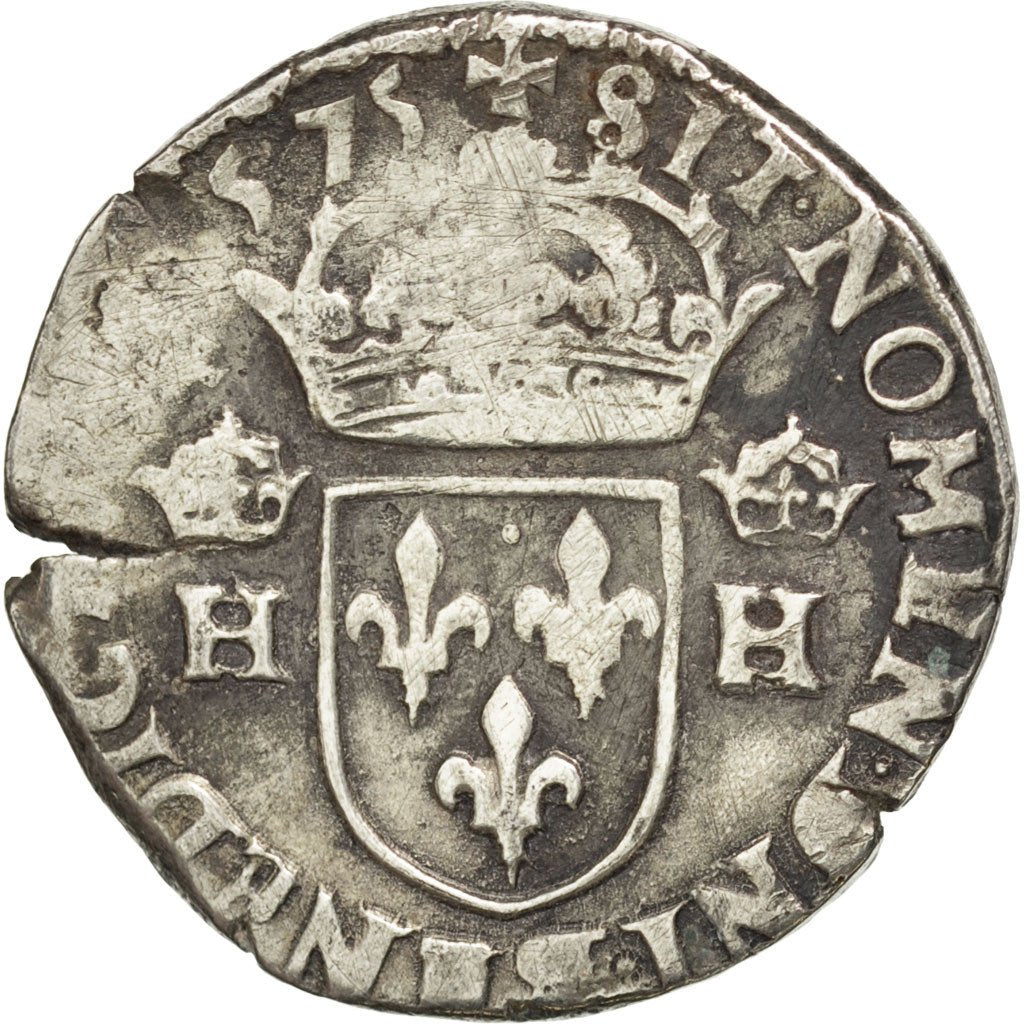 FRANCE, Teston, 1575, Nantes, VF(20-25), Silver, Sombart #4654, 9.35
