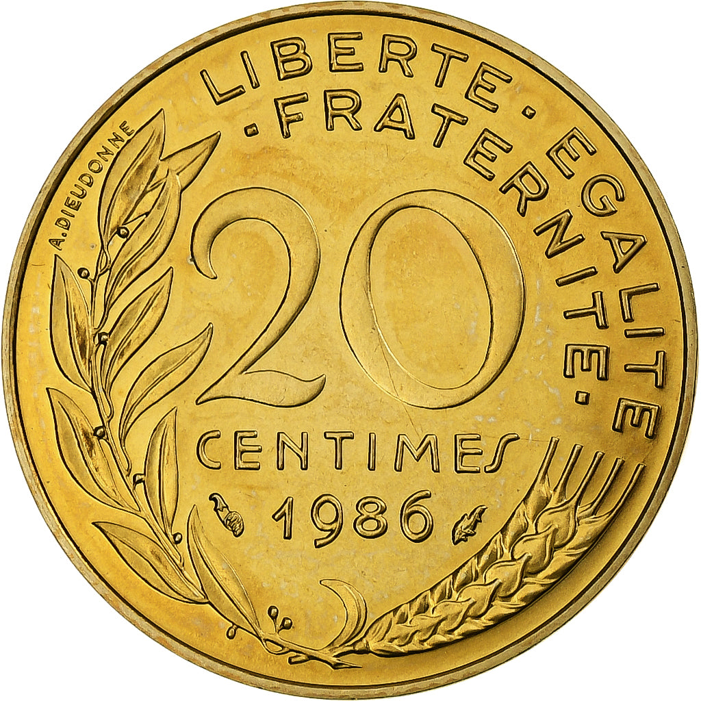 France, 20 Centimes, Marianne, 1986, Monnaie de Paris, série FDC