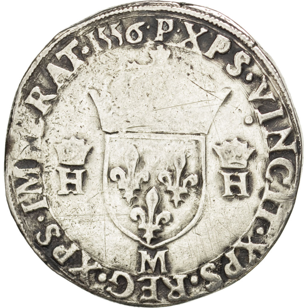 FRANCE, Teston, 1556, Toulouse, VF(20-25), Silver, Sombart #4572, 9.20