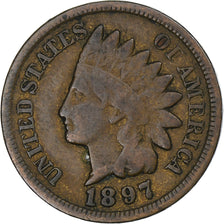 États-Unis, Indian Head, Cent, 1897, Philadelphie, TB+, Bronze, KM:90a
