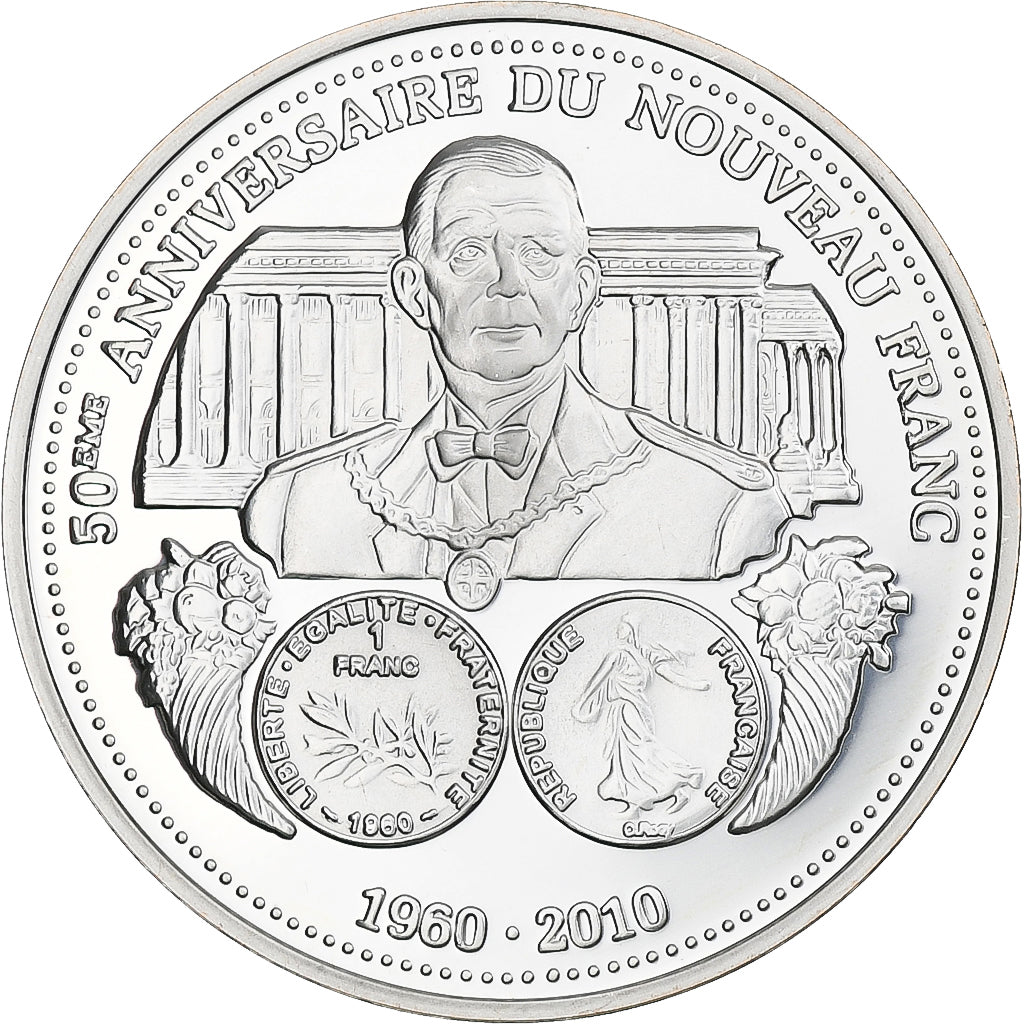 France, Medal, Nouveau Franc De Gaulle, 2010, Proof, MS(65-70), Silver