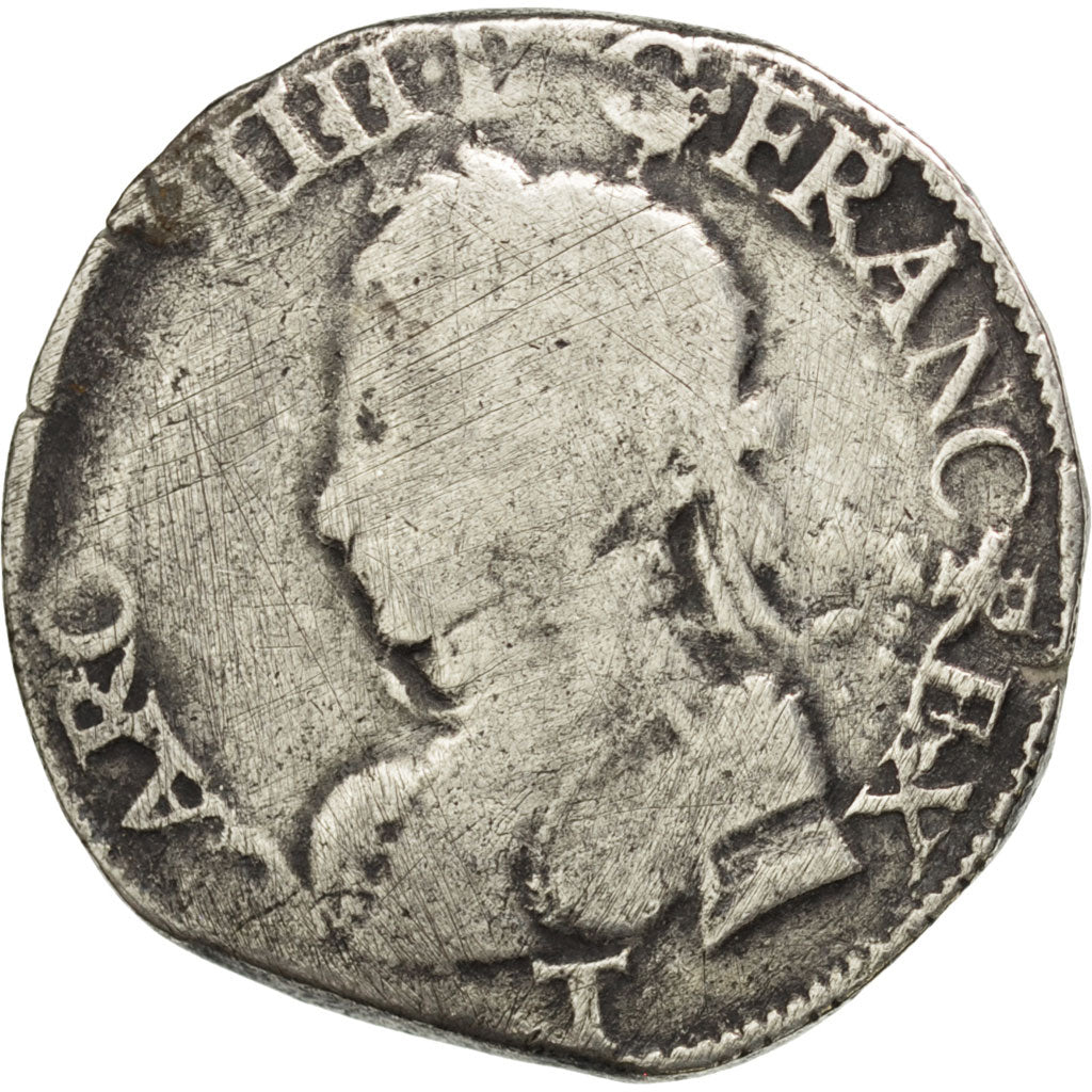 FRANCE, Teston, 1564, Nantes, F(12-15), Silver, Sombart #4602, 9.12