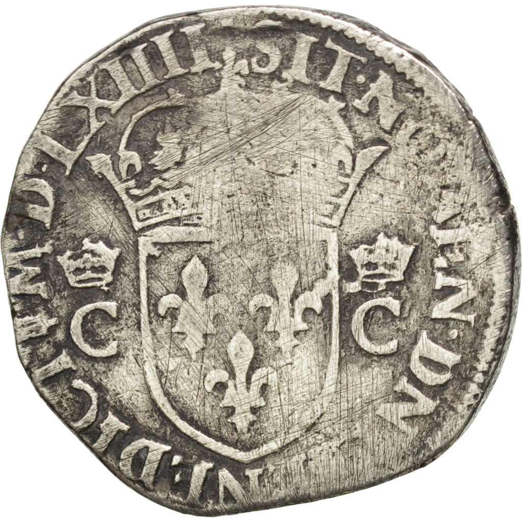 FRANCE, Teston, 1564, Nantes, F(12-15), Silver, Sombart #4602, 9.12
