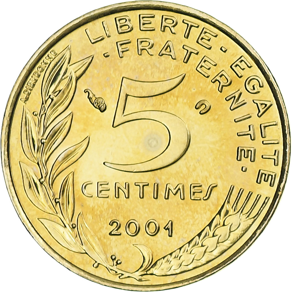 France, 5 Centimes, Marianne, 2001, Monnaie de Paris, BU, Aluminum-Bronze