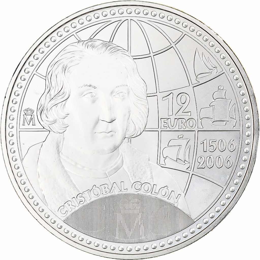 Spain, Juan Carlos I, Christophe Colomb, 12 Euro, 2006, Madrid, MS(64), Silver