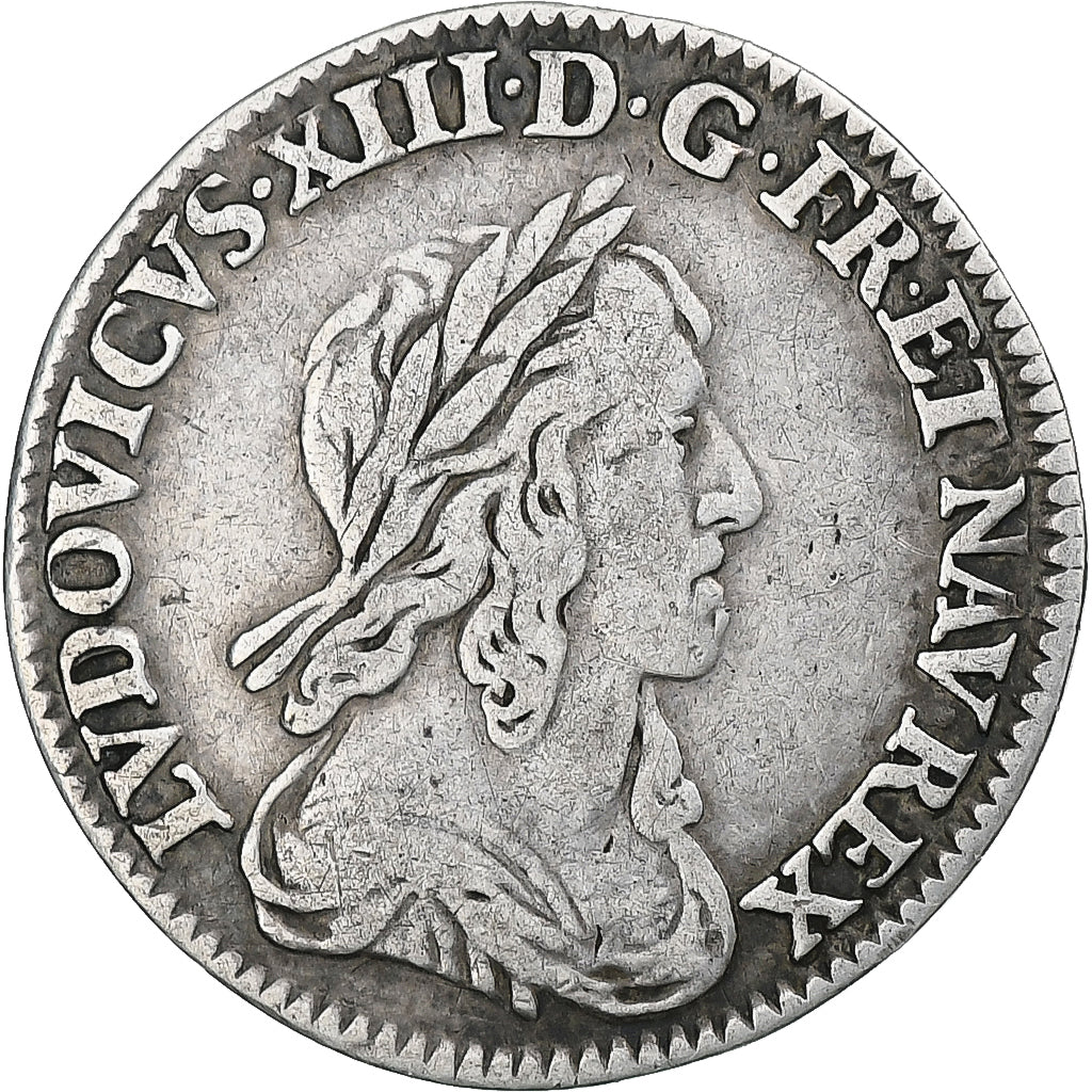 França, Louis XIII, 1/12 Ecu, 1642, Paris, rose, EF(40-45), Prata, KM:132