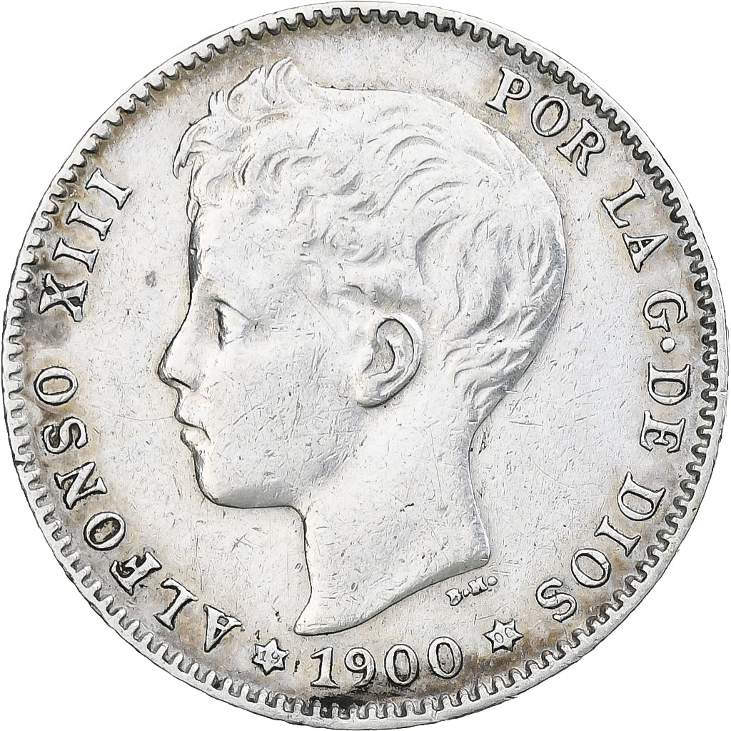 Spain, Alfonso XIII, Peseta, 1900, Madrid, Silver, EF(40-45), KM:706