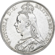 United Kingdom, Victoria, Crown, Jubilee Head, 1889, London, Silver, AU(50-53)