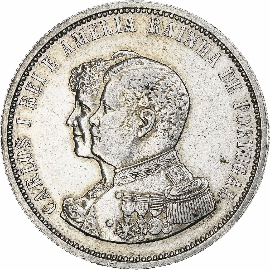 Portogallo, Carlos I, 1000 Reis, 1898, Lisbon, BB, Argento, KM:539