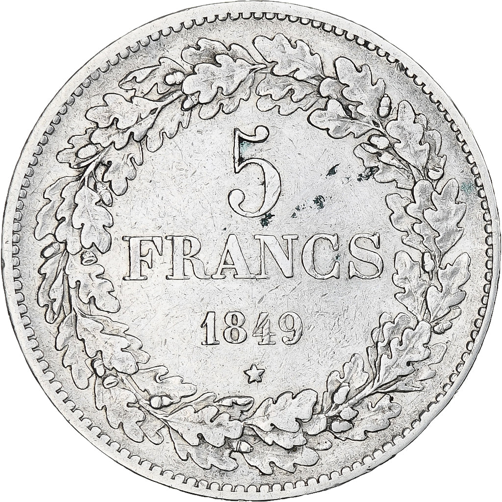 Belgique, Leopold I, 5 Francs, 1849, Bruxelles, Tranche A, TB+, Argent, KM:3