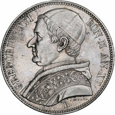 Papal States, Gregory XVI, Scudo, 1845-XV, Roma, Silver, AU(55-58)