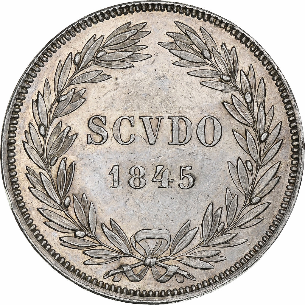 Papal States, Gregory XVI, Scudo, 1845-XV, Roma, Silver, AU(55-58)