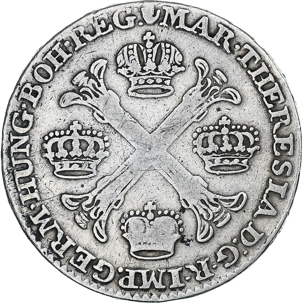 Austrian Netherlands, Maria Theresa, 1/2 crown, 1755, Anvers, Silver