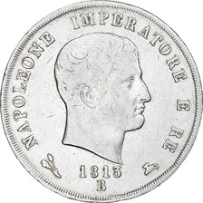 Italy, Napoleon I, 5 Lire, 1813, Bologna, Silver, VF(30-35), KM:10.9