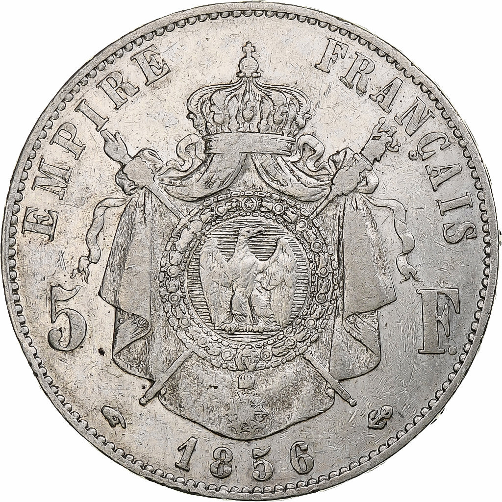 France, Napoleon III, 5 Francs, 1856, Paris, Silver, VF(30-35), Gadoury:734