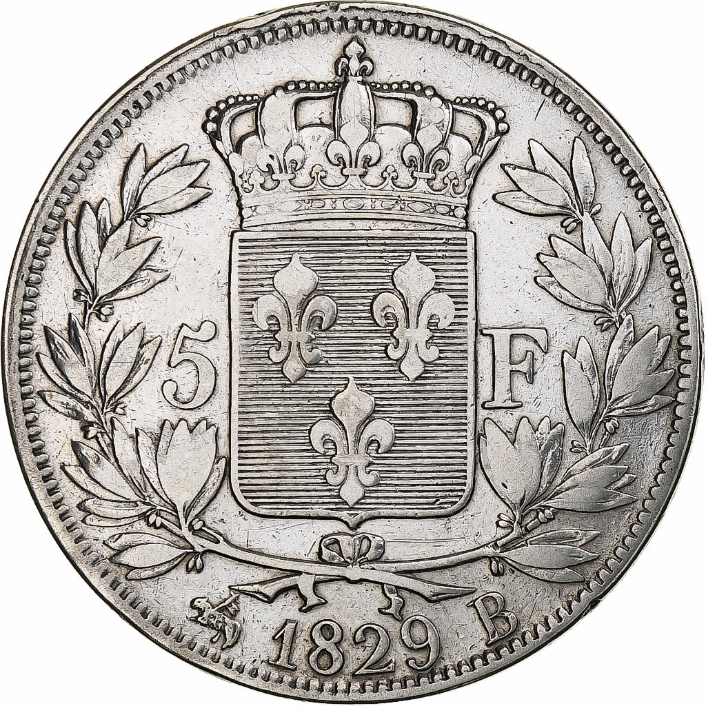 France, Charles X, 5 Francs, 1829, Rouen, Silver, VF(30-35), Gadoury:644