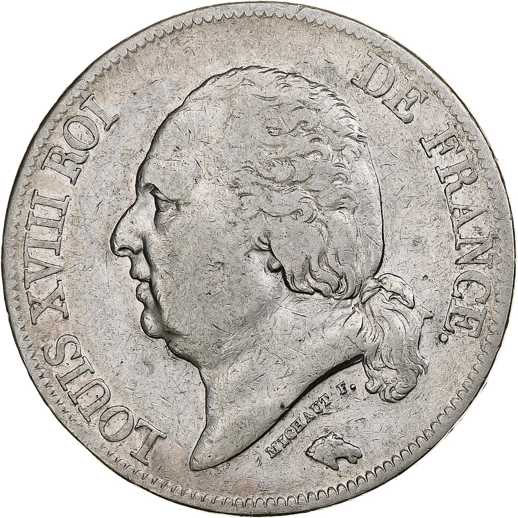 Frankreich, 5 Francs, Louis XVIII, 1822, Paris, Silber, S+, Gadoury:614