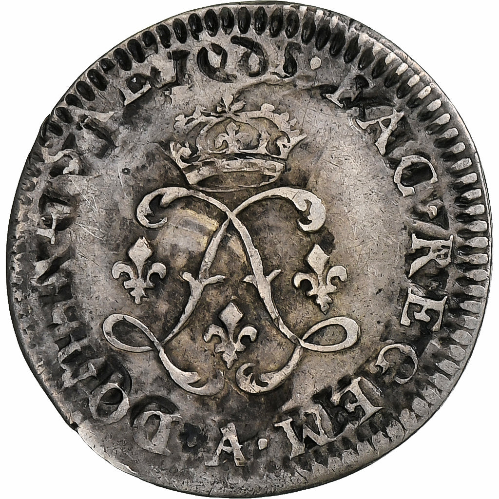 Francia, Louis XIV, 4 Sols aux 2 L, 1692, Paris, Plata, BC+, Gadoury:106, KM:281