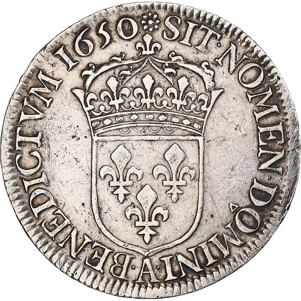 Frankreich, Louis XIV, 1/2 Écu à la mèche longue, 1650, Paris, Silber, S+