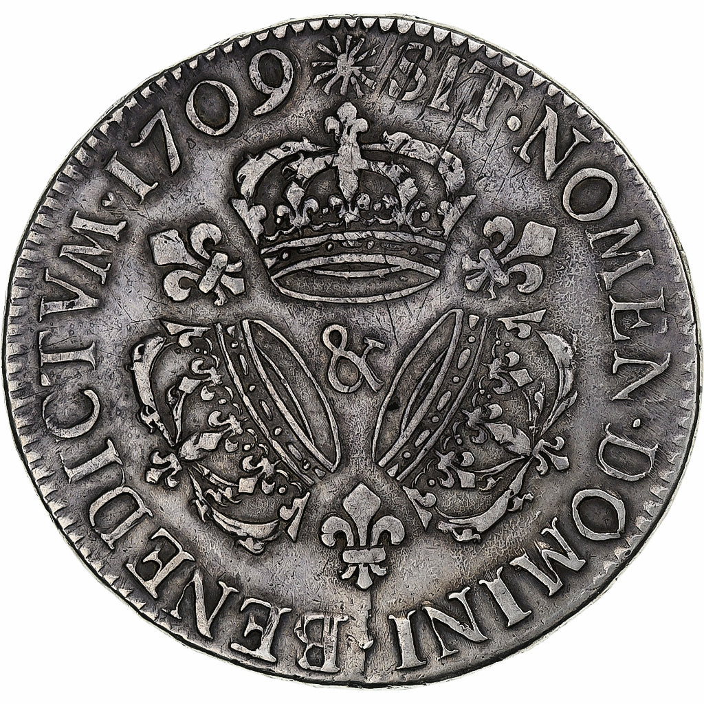 France, Louis XIV, Ecu aux 3 couronnes, 1709, Aix, Silver, EF(40-45)