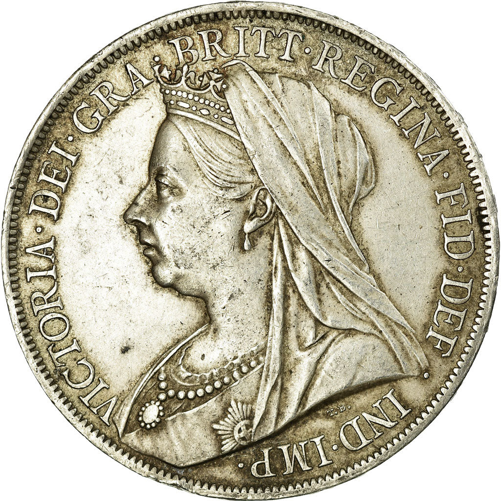 Coin, Great Britain, Victoria, Crown, 1900, AU(50-53), Silver, KM:783