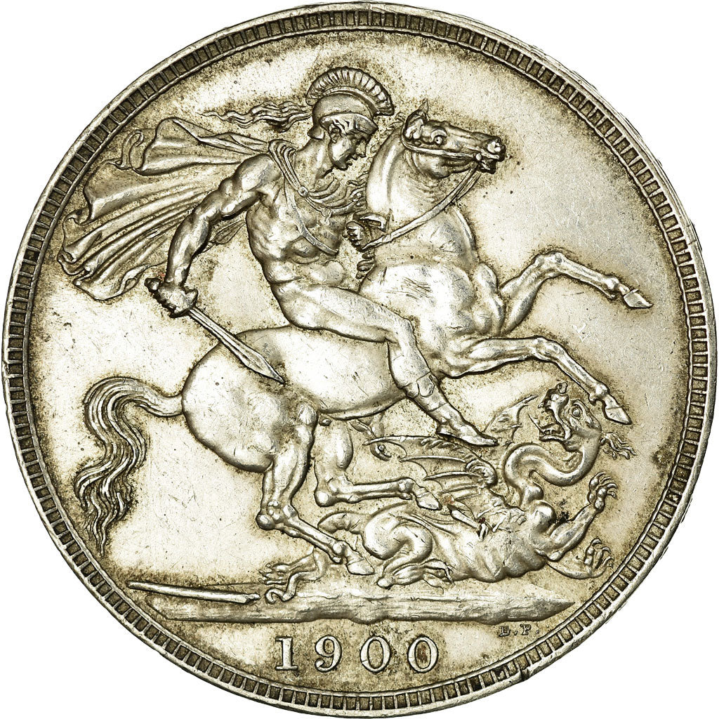 Coin, Great Britain, Victoria, Crown, 1900, AU(50-53), Silver, KM:783
