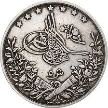 Egypt, Abdul Hamid II, 5 Qirsh, AH 1293/1897, Berlin, Silver, EF(40-45), KM:294