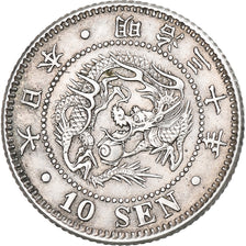 Japan, 10 Sen, 1897, Osaka, Meiji, Silver, AU(55-58)