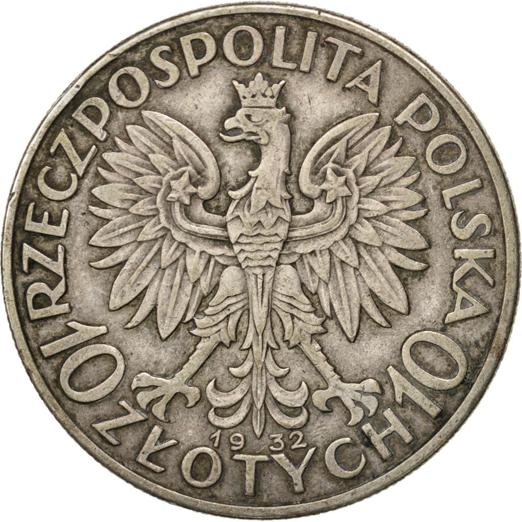 POLAND, 10 Zlotych, 1932, Warsaw, KM #22, VF(30-35), Silver, 34, 21.93