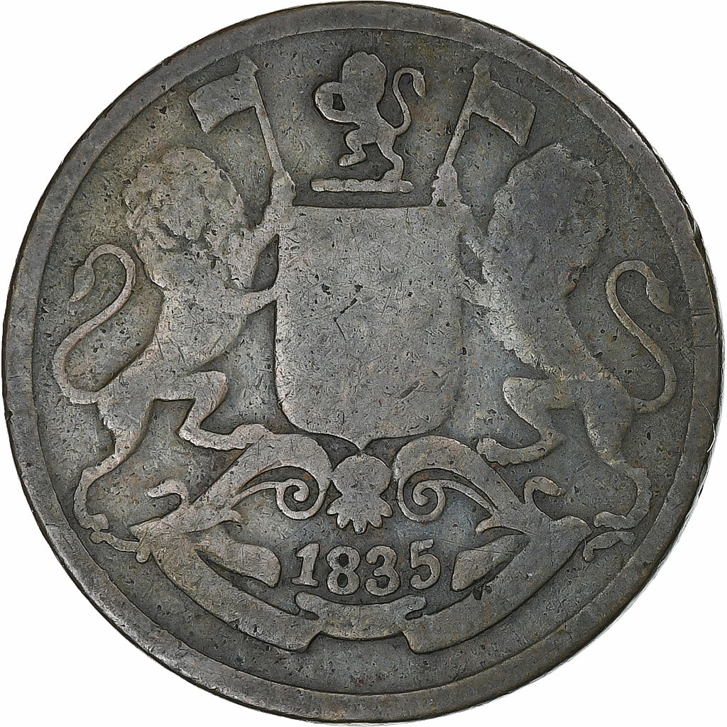 India-British, William IV, 1/4 Anna, 1835, Calcutta, Copper, VF(20-25)