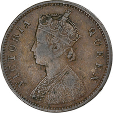 INDIA - BRITANNICA, Victoria, 1/4 Anna, 1876, Calcutta, Rame, MB+, KM:467