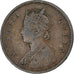 India-British, Victoria, 1/4 Anna, 1876, Calcutta, Copper, VF(30-35), KM:467