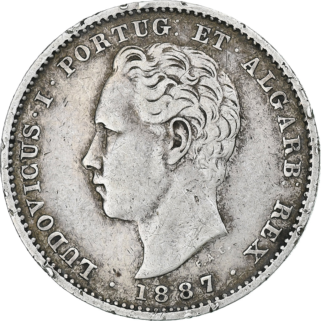 Portugal, Luis I, 200 Reis, 1887, Lisbon, Silver, VF(30-35), KM:512