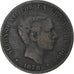 Hiszpania, Alfonso XII, 10 Centimos, 1878, Barcelona, Miedź, VF(30-35), KM:675