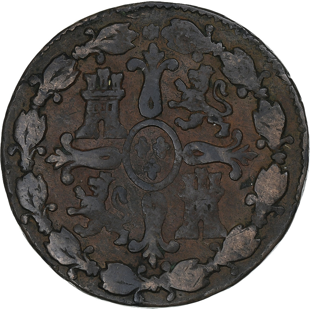 España, Carlos IV, 8 Maravedis, 1808, Segovia, Cobre, BC+, KM:428