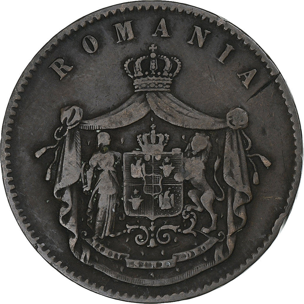 Rumunia, Carol I, 10 Bani, 1867, Heaton, Miedź, EF(40-45)