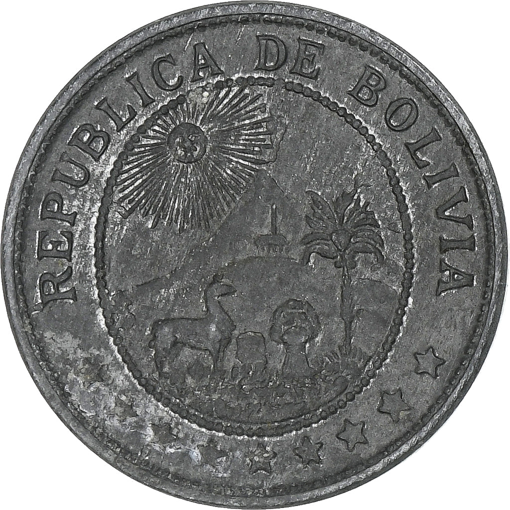 Bolivia, 10 Centavos, 1942, Philadelphia, Zinc, EF(40-45), KM:179a