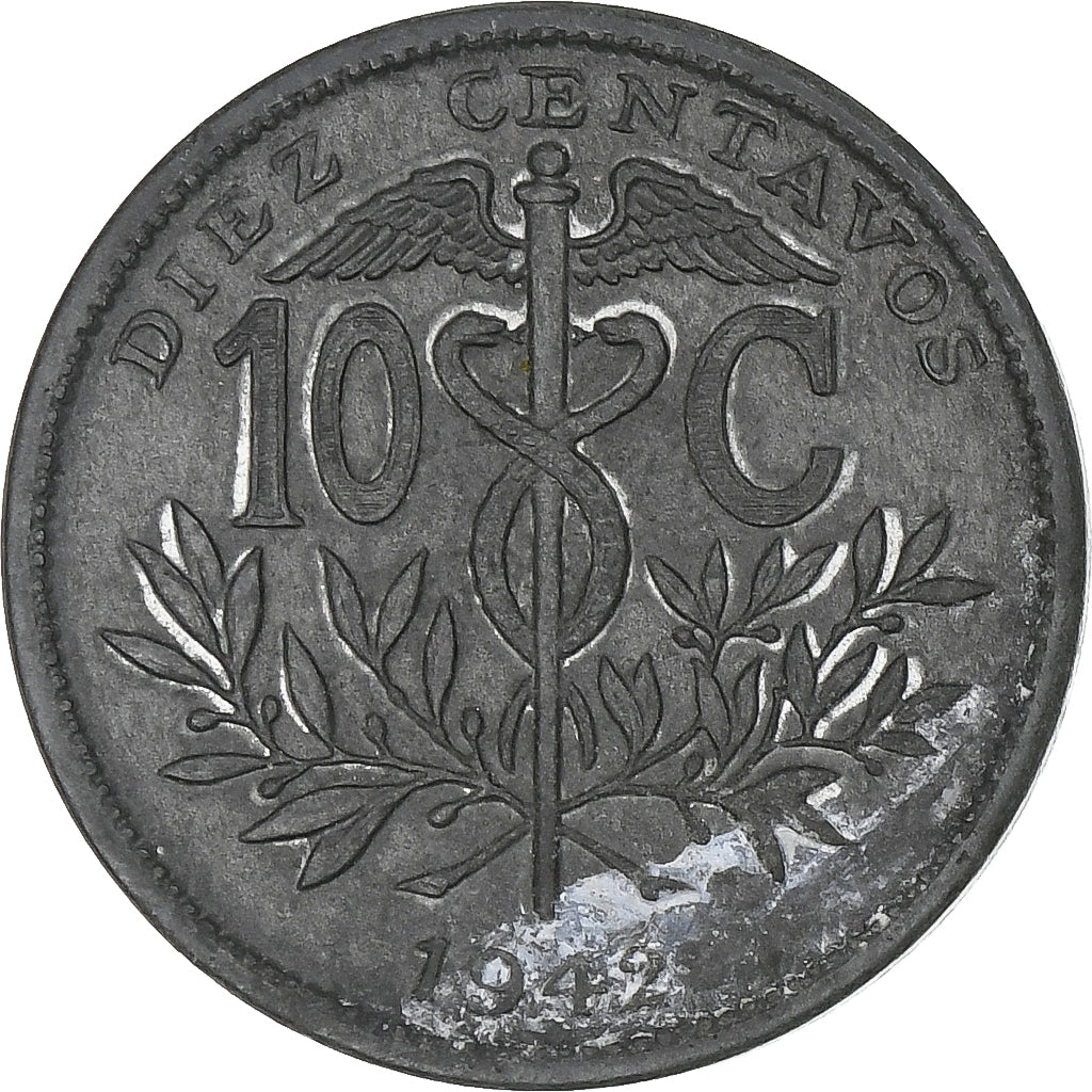 Bolivia, 10 Centavos, 1942, Philadelphia, Zinc, EF(40-45), KM:179a