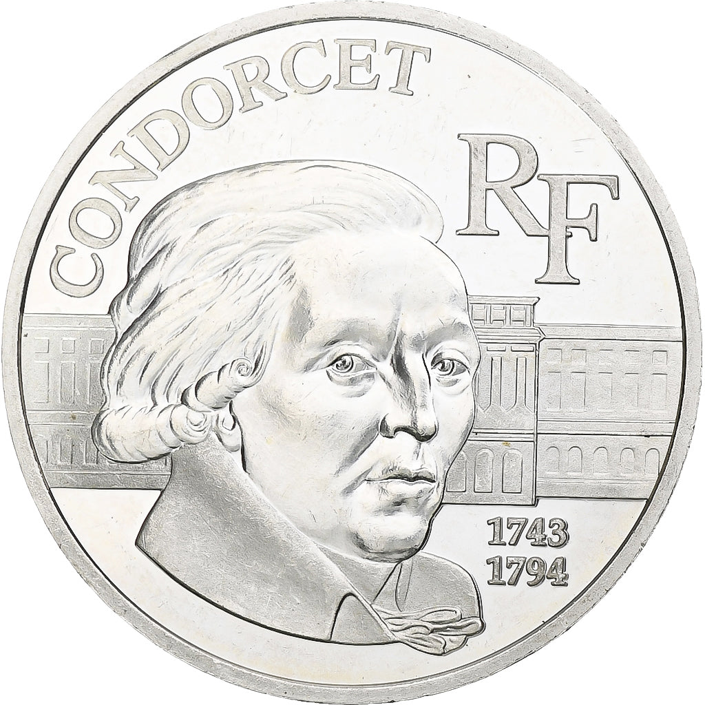 France, 100 Francs, Condorcet, 1998, Monnaie de Paris, BE, Silver, MS(60-62)