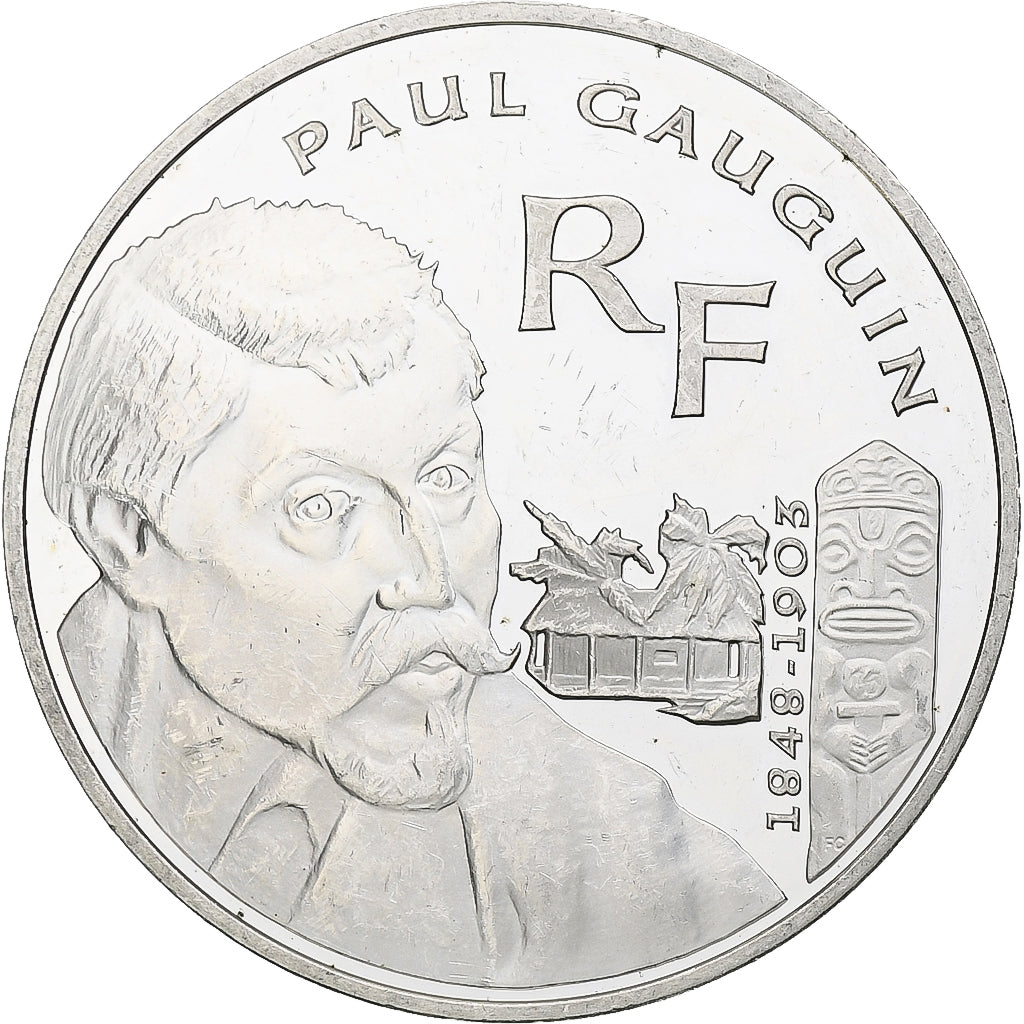 Francia, 1 1/2 Euro, Paul Gauguin, 2003, Monnaie de Paris, BE, EBC+, Plata