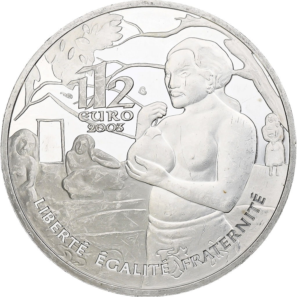 Francia, 1 1/2 Euro, Paul Gauguin, 2003, Monnaie de Paris, BE, EBC+, Plata
