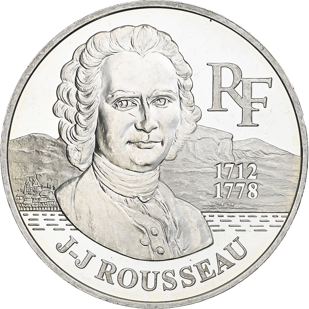 France, 100 Francs, Rousseau, 2000, Monnaie de Paris, BE, Silver, MS(60-62)
