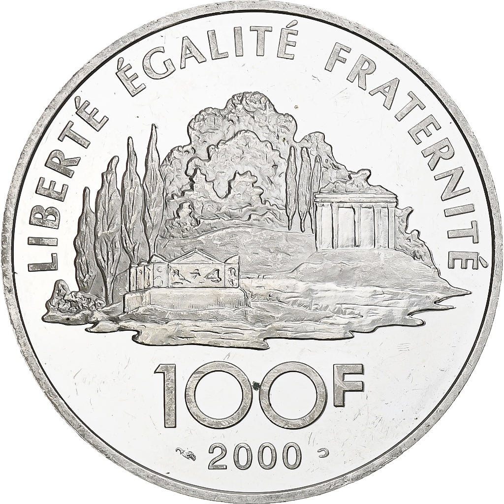 France, 100 Francs, Rousseau, 2000, Monnaie de Paris, BE, Silver, MS(60-62)